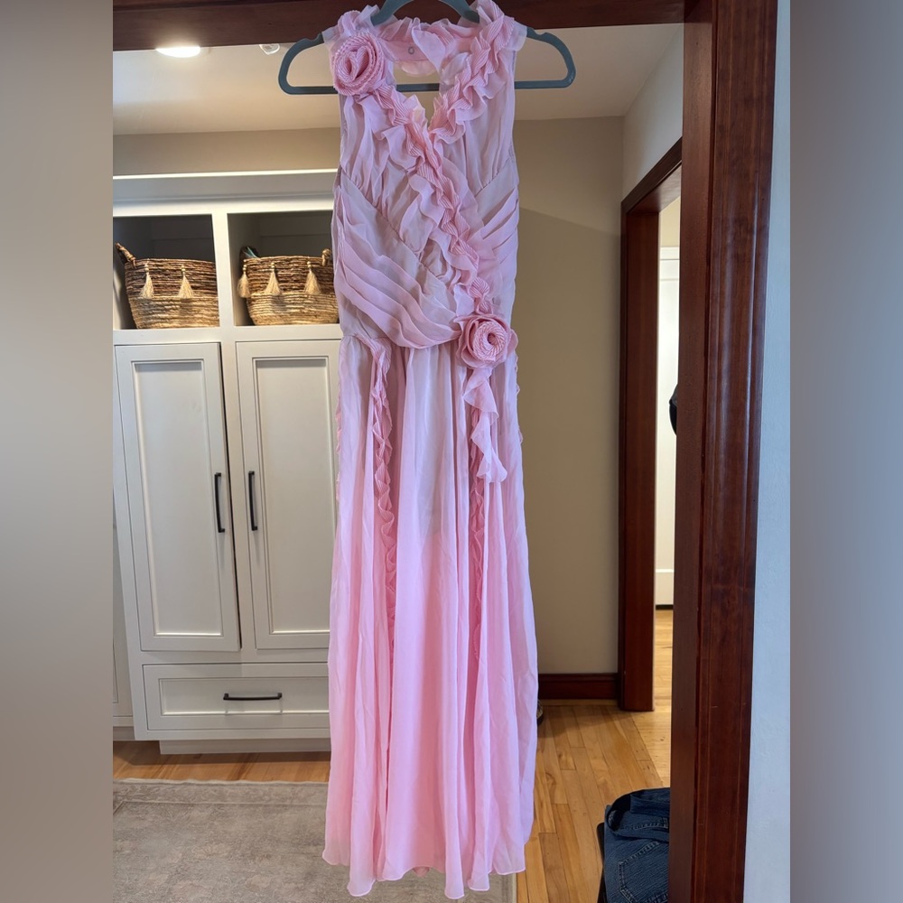 Elegant Pink Dance Costume with Floral Detail